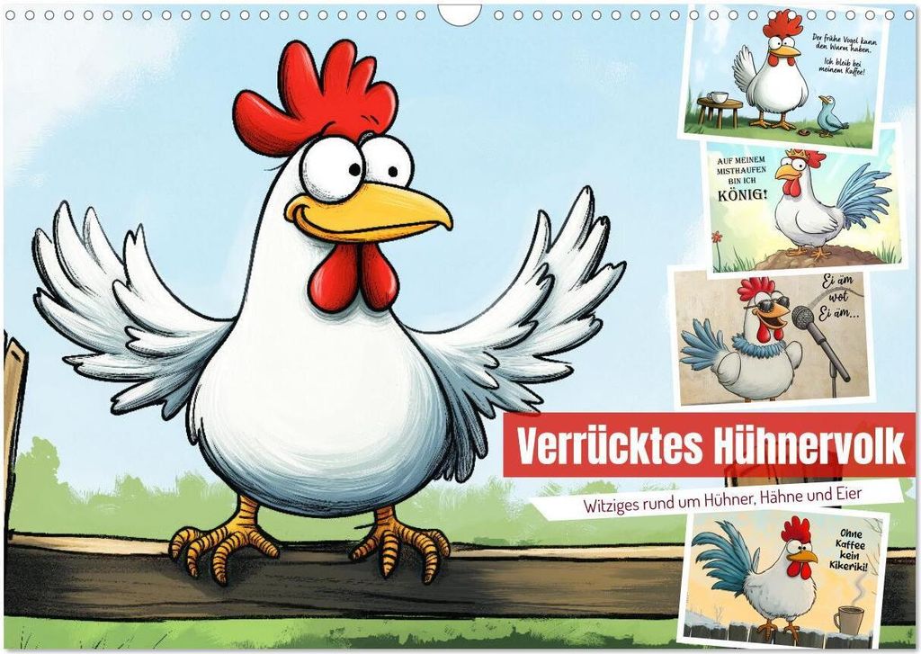 Verrücktes Hühnervolk (Wandkalender 2026 DIN A3 quer), CALVENDO Monatskalender
