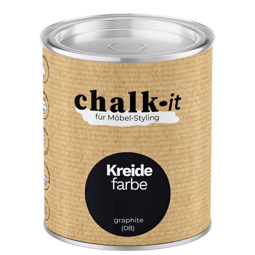 Kreidefarbe Chalk-it (08) Graphite 0,125L Shaby Chic Möbel Holzlack Natur Vintage Möbellack