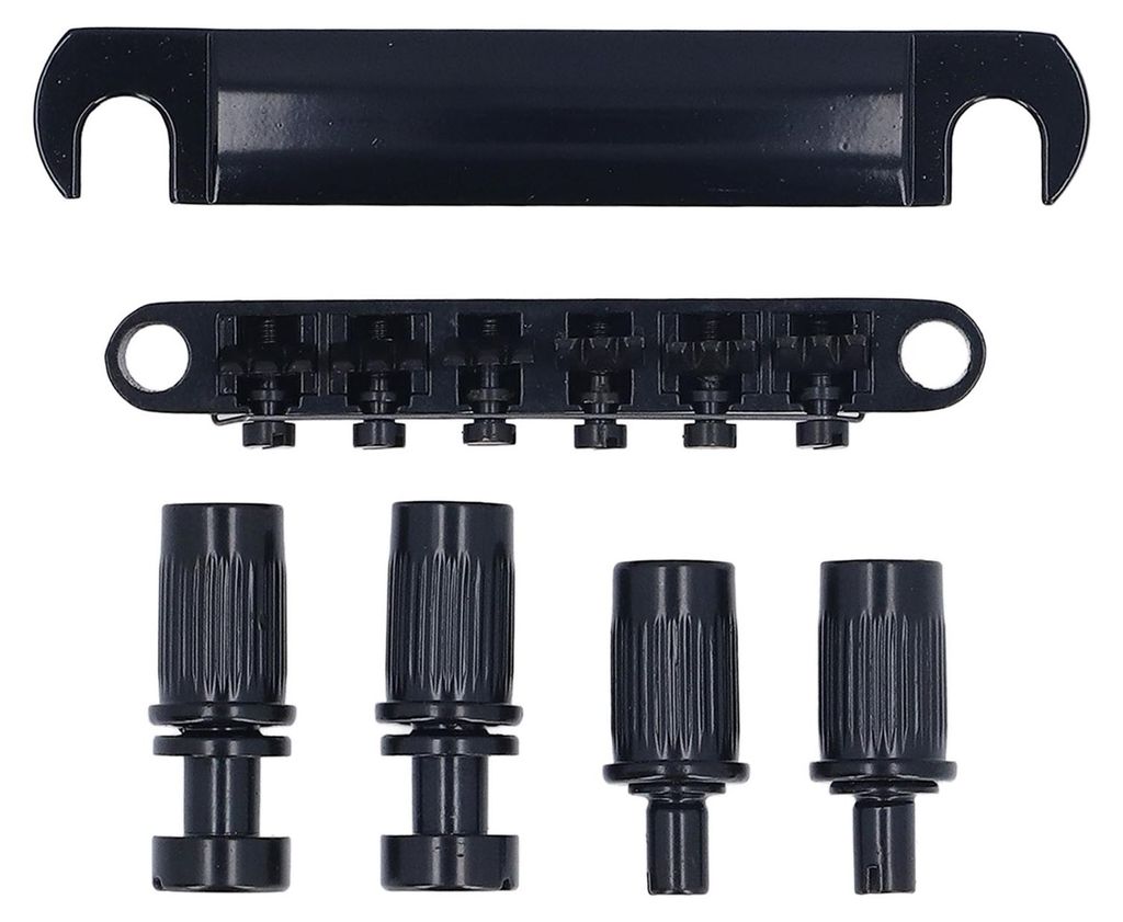 12-saitiger Steg und Saitenhalter mit Bolzen, Metall-Saitenhalter-Set, Ersatz für LP-E-Gitarren, Schwarz