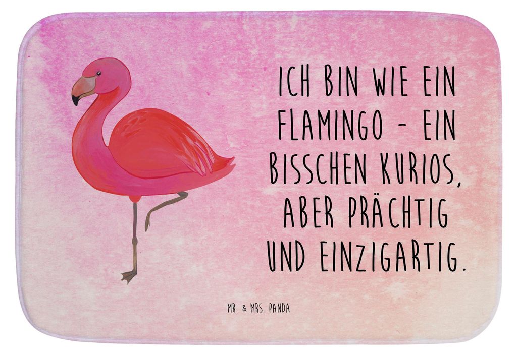 Mr. & Mrs. Panda Badematte Flamingo Classic - Aquarell Pink - Geschenk, Stolz, Badvorleger, Ich, fußmatte bad, glücklich, Prächtig, Badteppich, ...