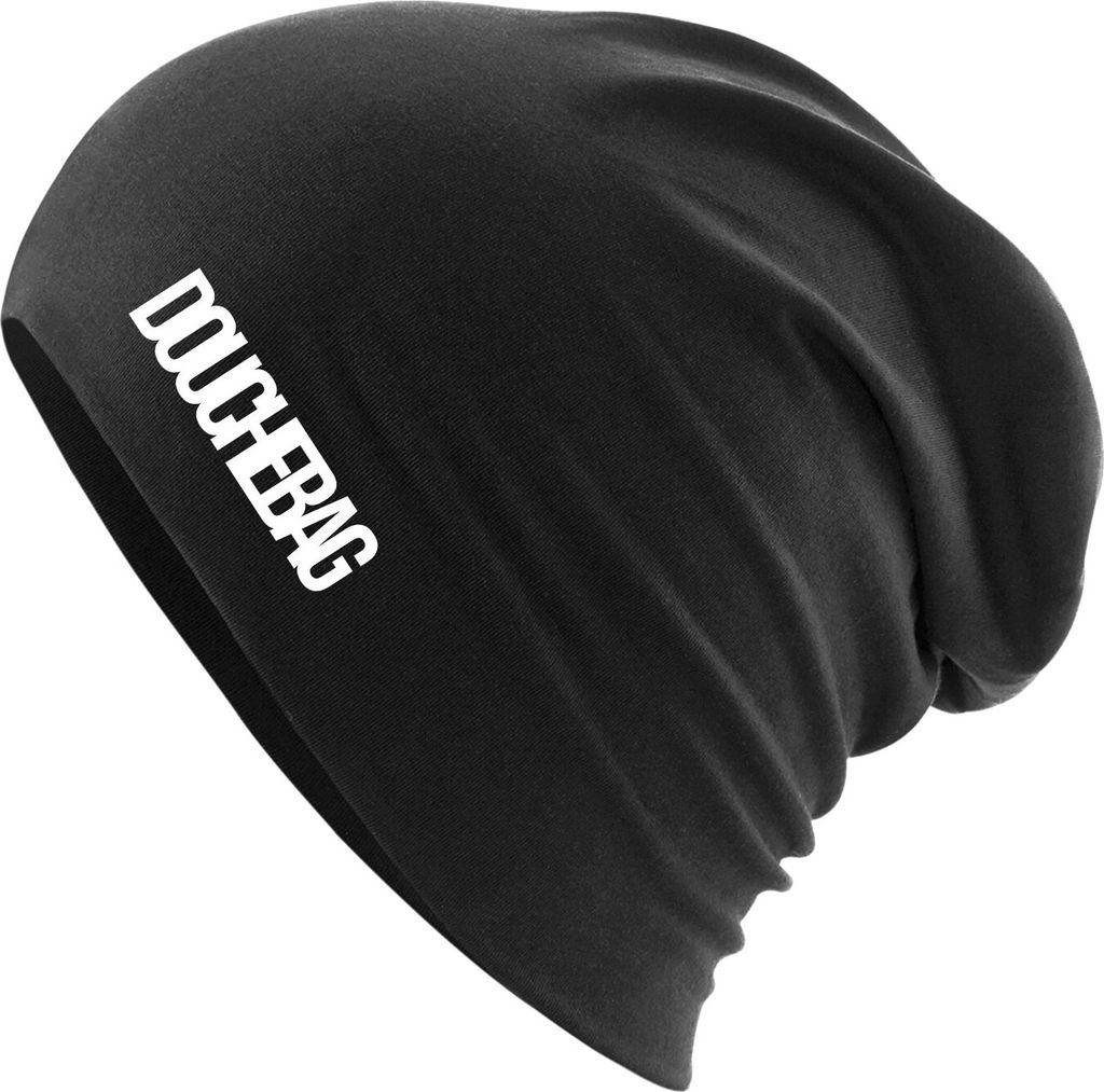 Huuraa Beanie Douchebag Schriftzug Black One Size Baumwolle und Elasthan Mütze Geschenkidee
