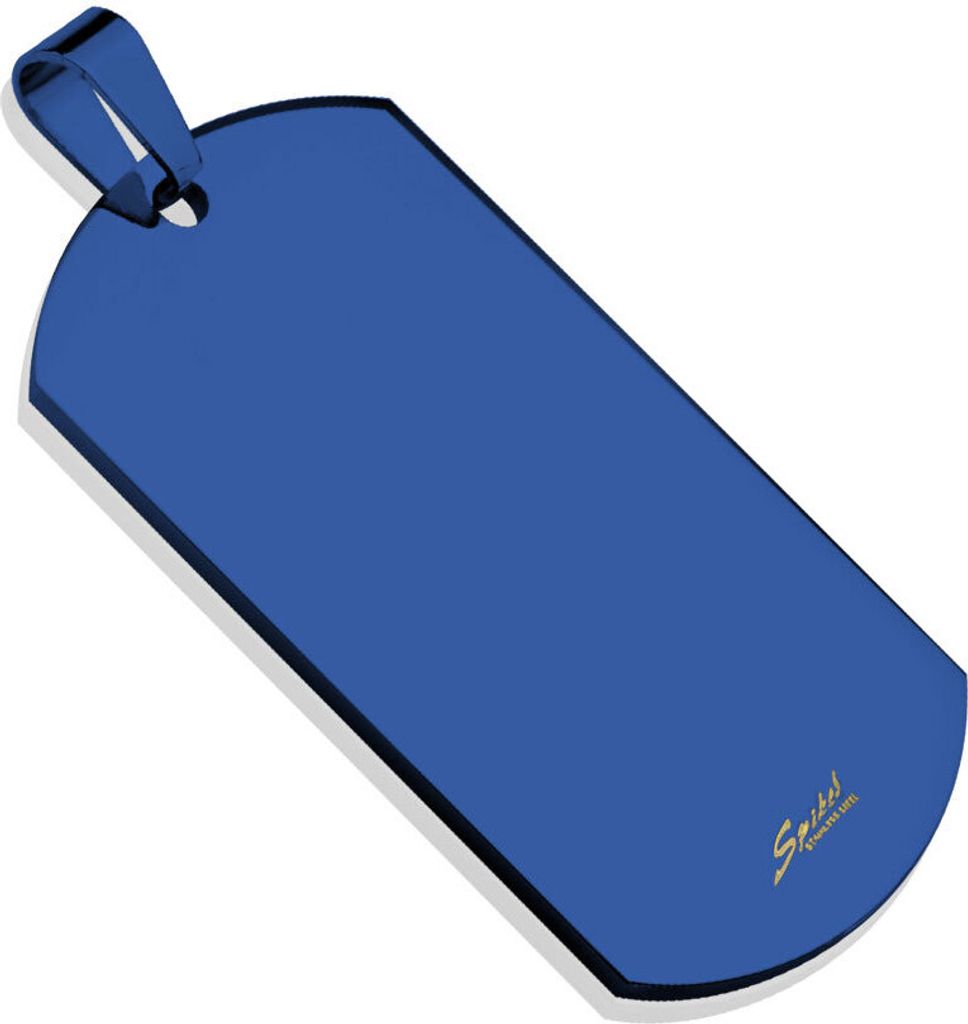Blau - Anhänger Dog Tag aus Edelstahl Uni Blau