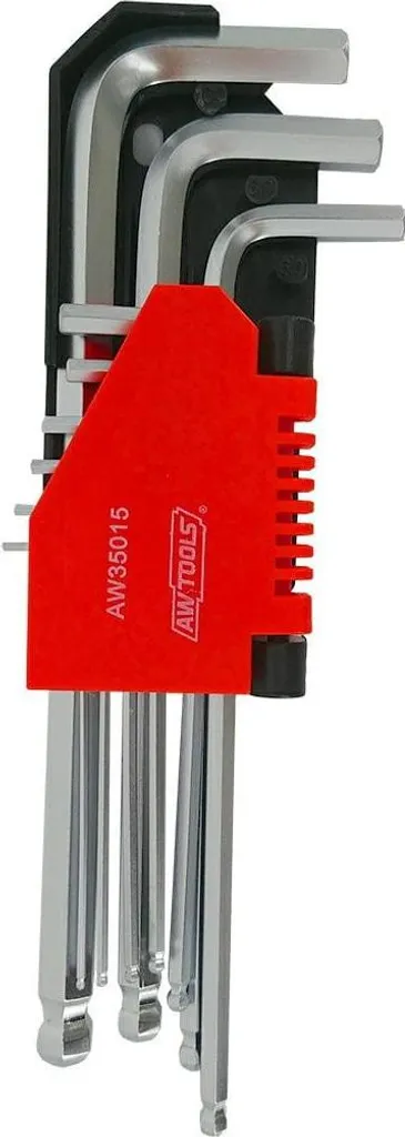 Set Brugole Professionali Awtools Linea Nera | 9 Pezzi Testa a Sfera