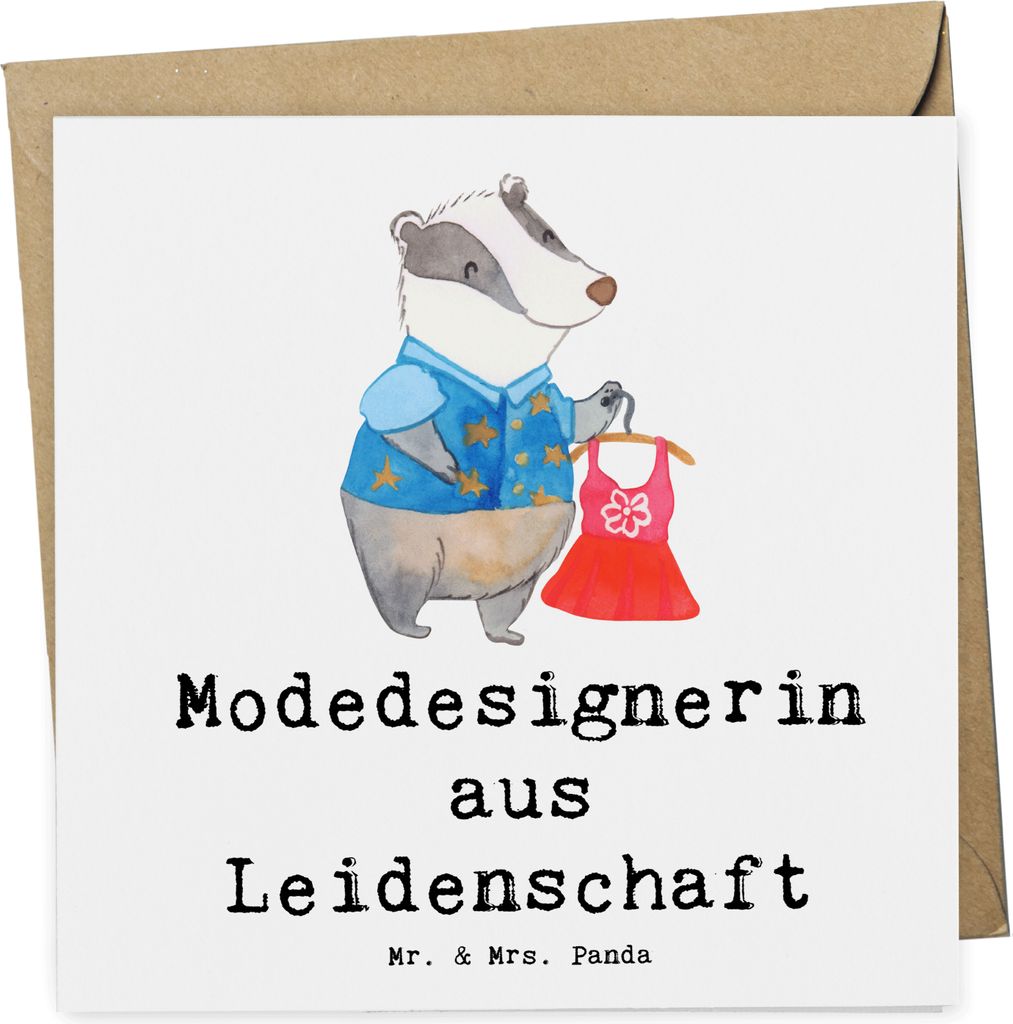 Mr. & Mrs. Panda doppelkarte Modedesignerin Leidenschaft - Weiß - Geschenk, Lustig, faltkarte, Fashion Designerin, anlasskarte, Klappkarte, Witzig...