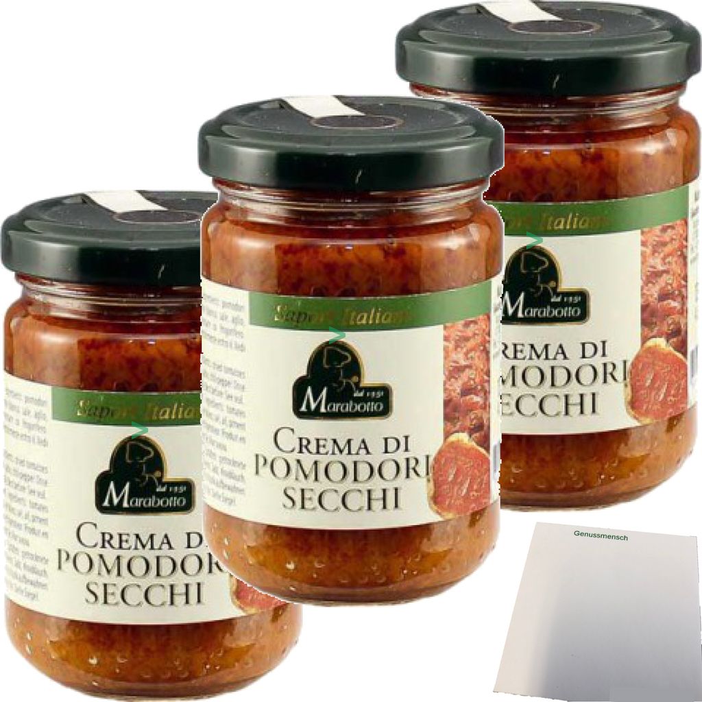 MARABOTTO-Creme aus getrocknete Tomaten 3er Pack (3x130g Glas) + usy Block