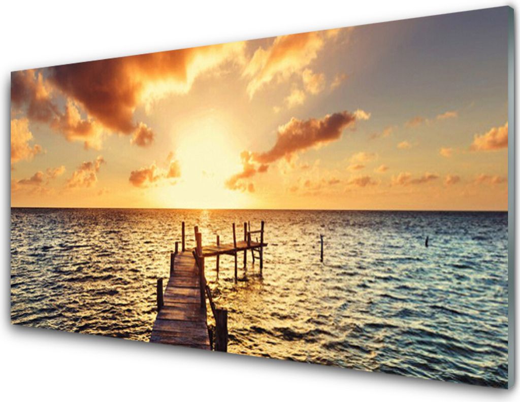 Acrylglasbilder 100x50 Wandbild Druck Sonne Brücke Meer Architektur