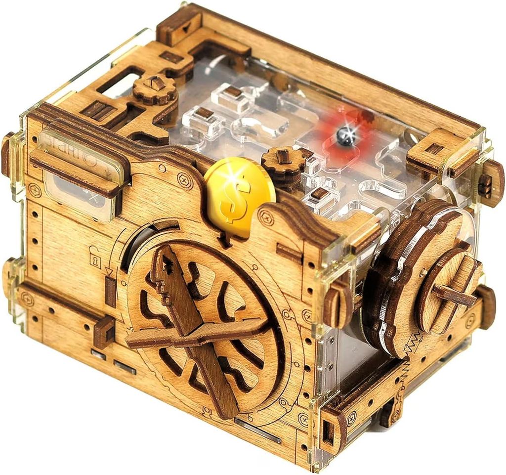 Sparschwein Erwachsene Kbaan Puzzlebox Escape Room Spiel Geschenkbox - 3D Holzpuzzle Sequenzielle Puzzles Rätselbox Geldgeschenk Männergeschenk