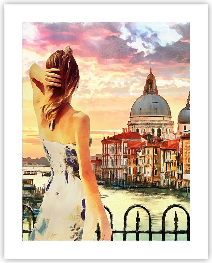 Poster - Poster ohne Rahmen - Venedig Brücke Wasser - 40x50 cm - Wand Bild - Wanddeko - Wandbilder - Kunstposter - Wandposter - Bilder - Kunstdruc...