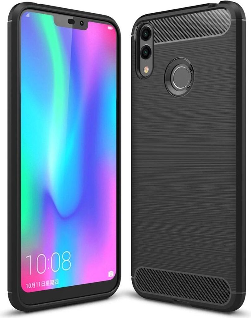 Schutzhülle Handyhülle für Huawei Honor 8C Case Cover Carbon Optik Schwarz