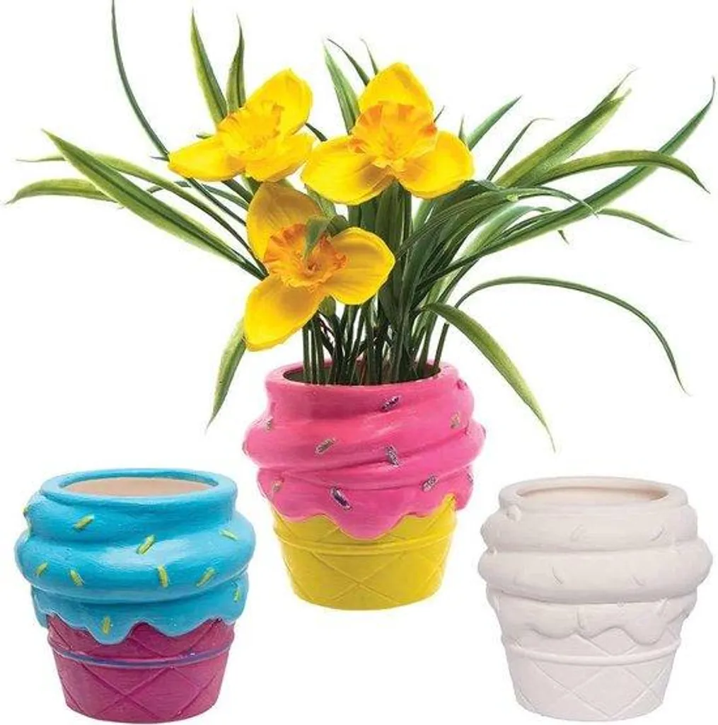 Set de poterie créative pour enfants : 3 pots en céramique DIY à décorer