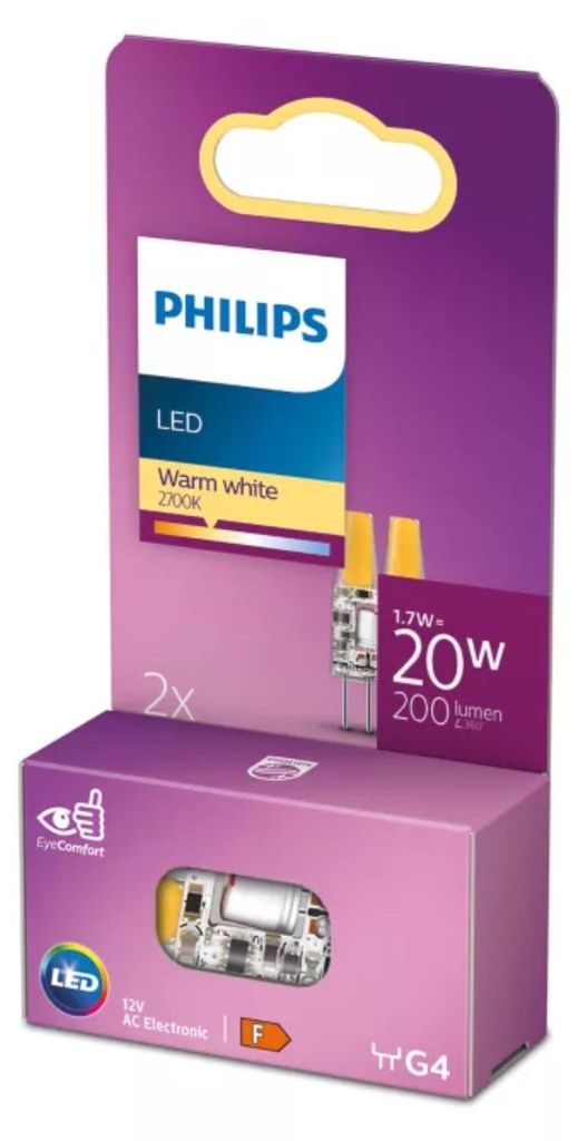 Philips LED Standard Brenner 20W G4 WW 12V ND 2SRT6 2er P.