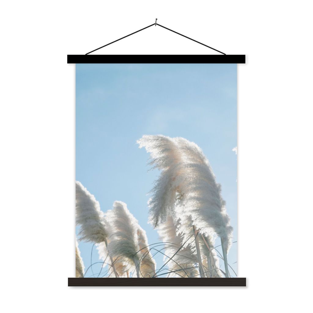 MuchoWow Textilposter Himmel - Gras - Pampasgras 90x120 cm mit schwarzem Rahmen - Dekoration