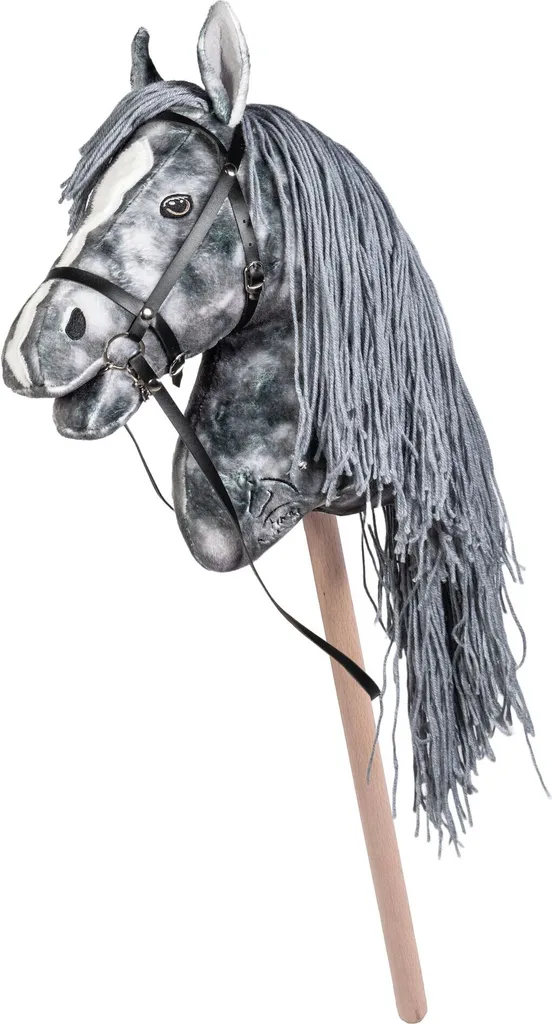 Jouet Hobby Horse Gris HKM pour Saut d'Obstacles et Dressage Enfant