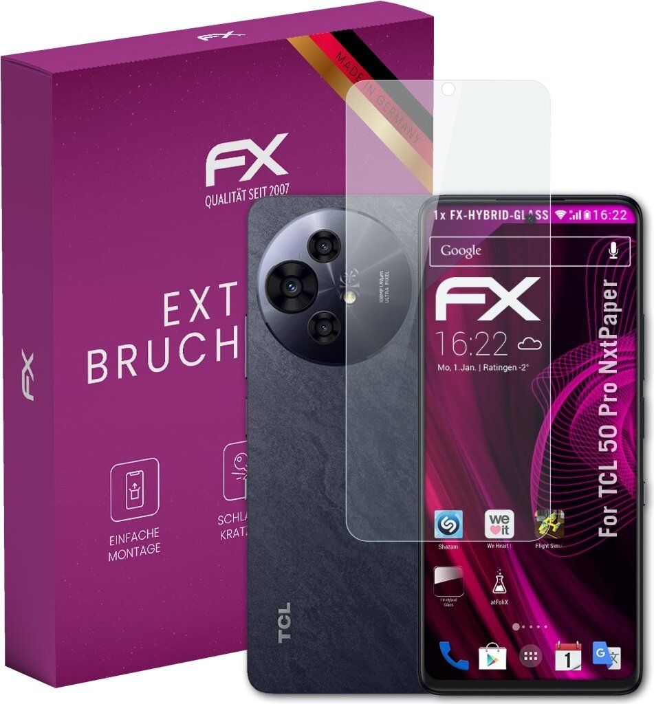 atFoliX FX-Hybrid-Glass Displayfolie kompatibel mit TCL 50 Pro NxtPaper Glasfolie