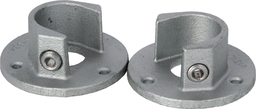 Stangenhalter-Set mit Fußplatte, 1" (Ø 33,7 mm), offen, 2 Stück AVERDE