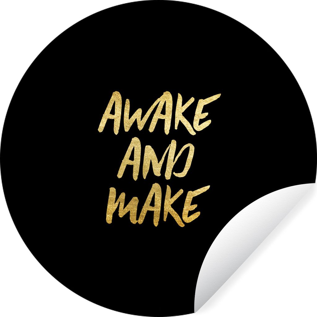 MuchoWow Runde Wandtattoo - Wandsticker Tapete Aufkleber Zitat - Kreativ - Gold - Schwarz Ø 100 cm Selbstklebend und Repositionierbar - Wandaufk...