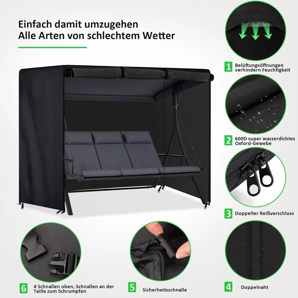 Housse de balancelle extérieure imperméable bâche de protection 600D