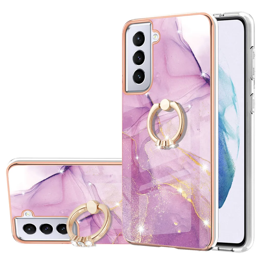 Cover Samsung S21 5G Marmo Viola Chic - Case con Ring Holder 360°