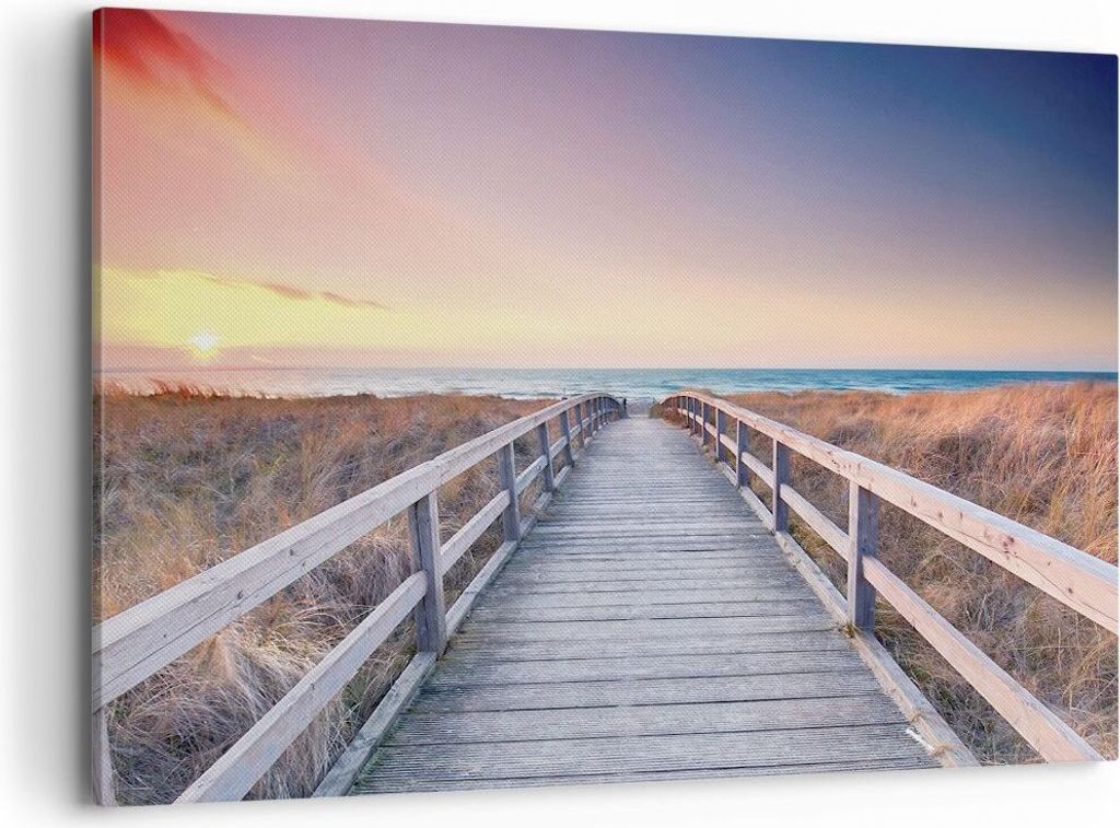 Bild auf Leinwand - Leinwandbild - Einteilig - Weg Meer Brücke - 120x80cm - Wand Bild - Wanddeko - Wandbilder - Leinwanddruck - Bilder - Wanddekor...