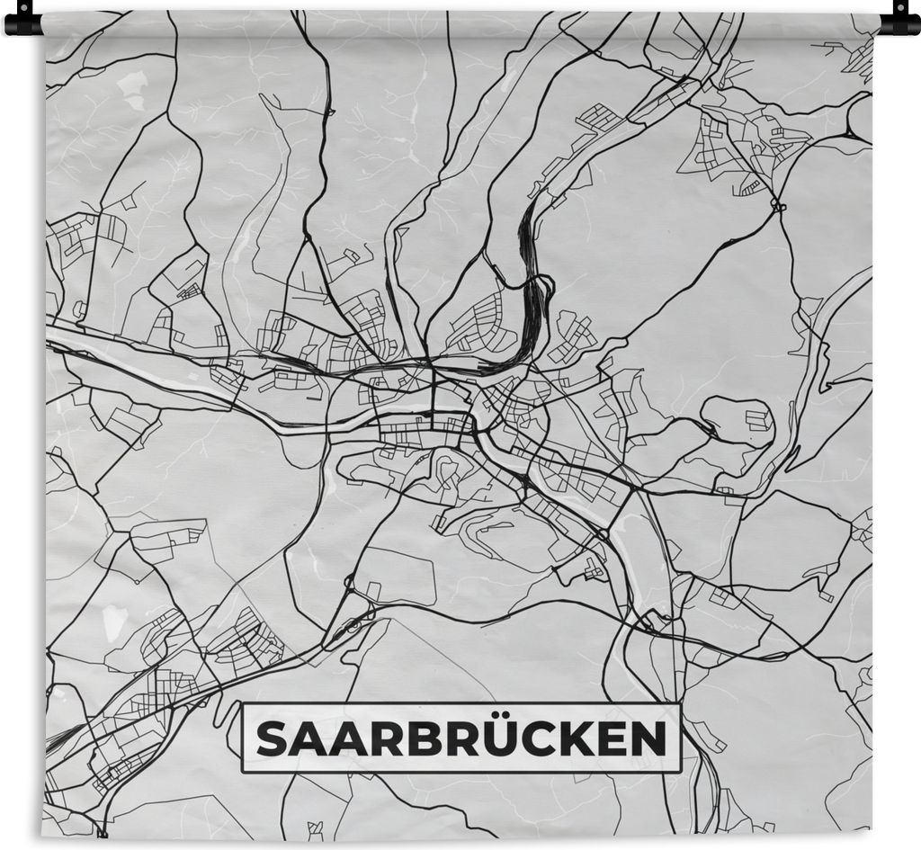 MuchoWow Wandteppich Wandbehang Karte - Saarrücken - Deutschland - Stadtplan 150x150 cm Tapisserie Dekoration Wandtuch - Wohnaccessoires - Modernes