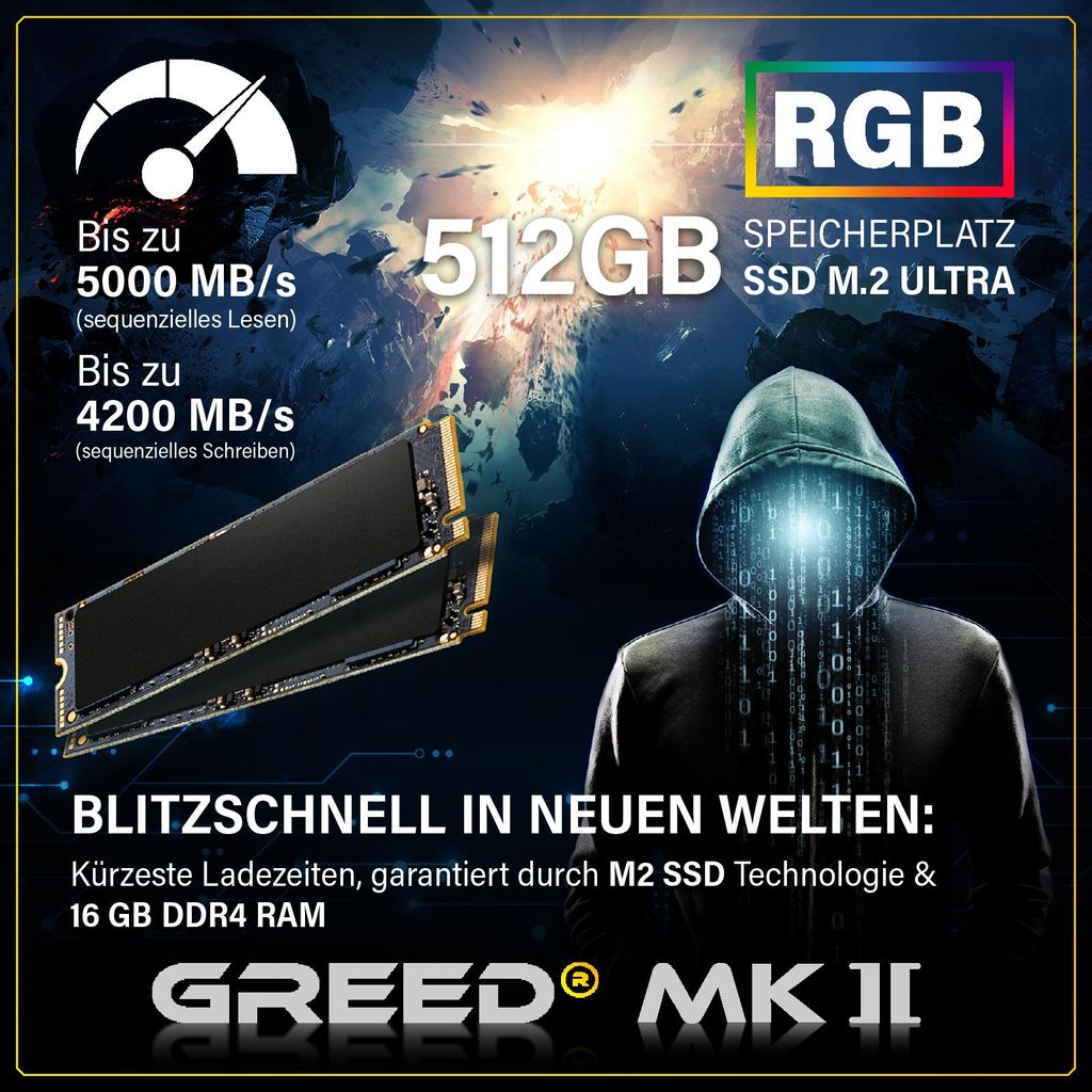 Greed® MK2 FE - PC da gaming - AMD Ryzen 5 5500 + RTX 5050 Immagine del prodotto 