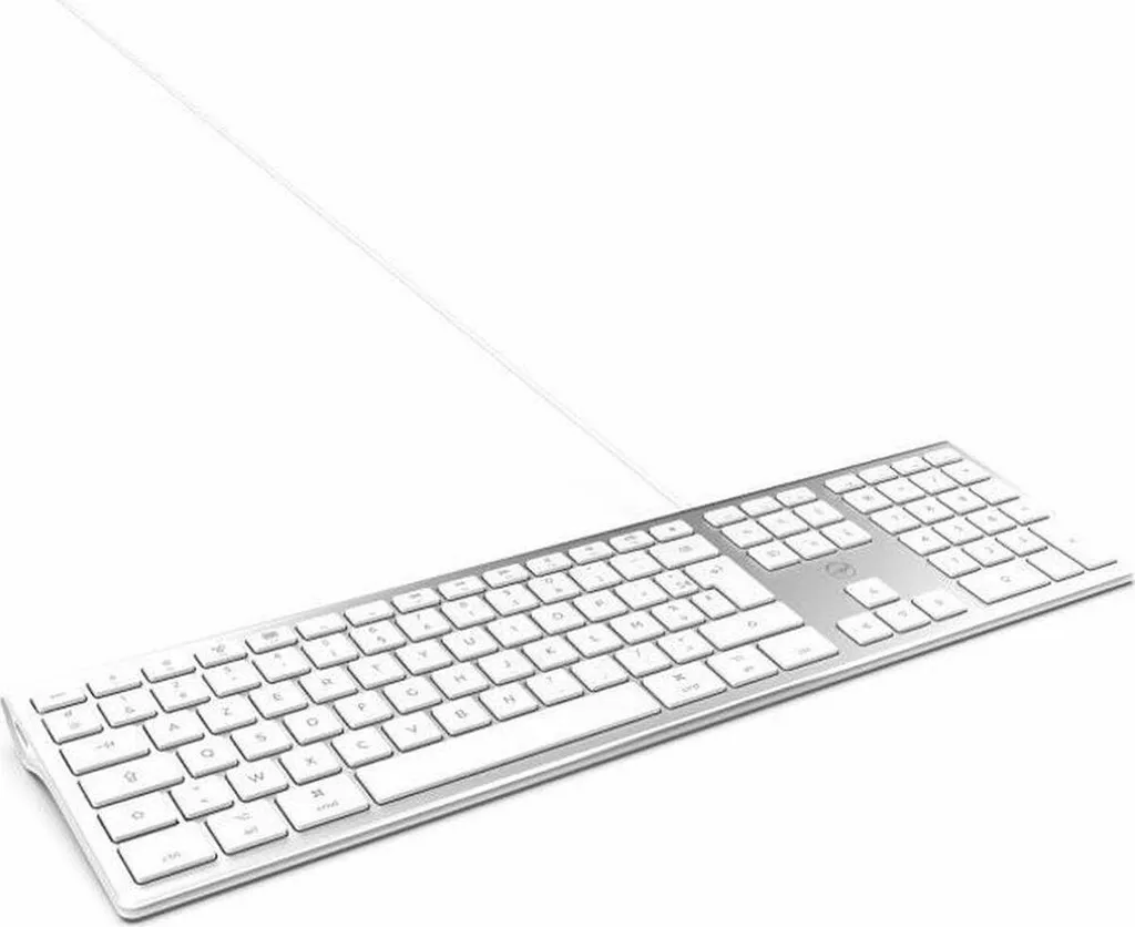 Clavier Mac AZERTY Mobility Lab ultra-plat avec 2 ports USB blanc argent