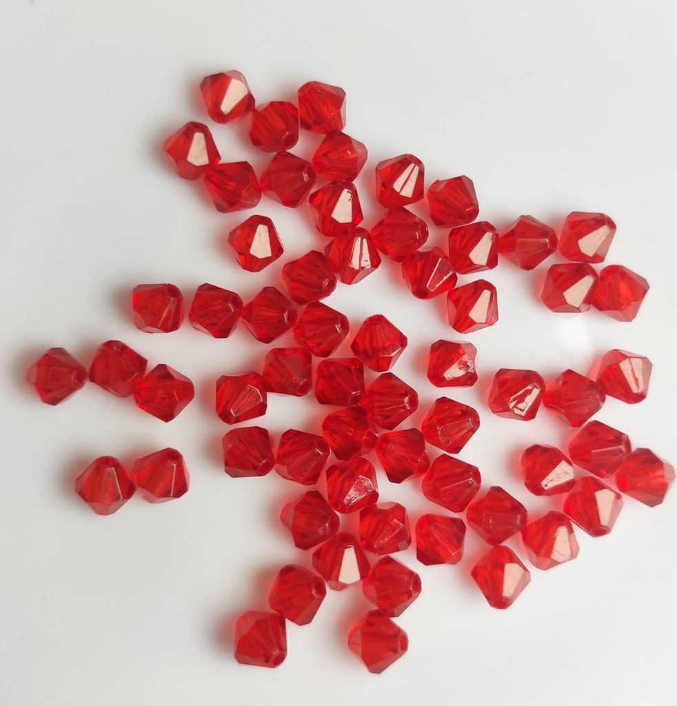 Doppelkegel Bicone 100 Stück Acryl Perlen Kristall Lose Perlen mit Loch , 4 mm 100 Stück, Rot