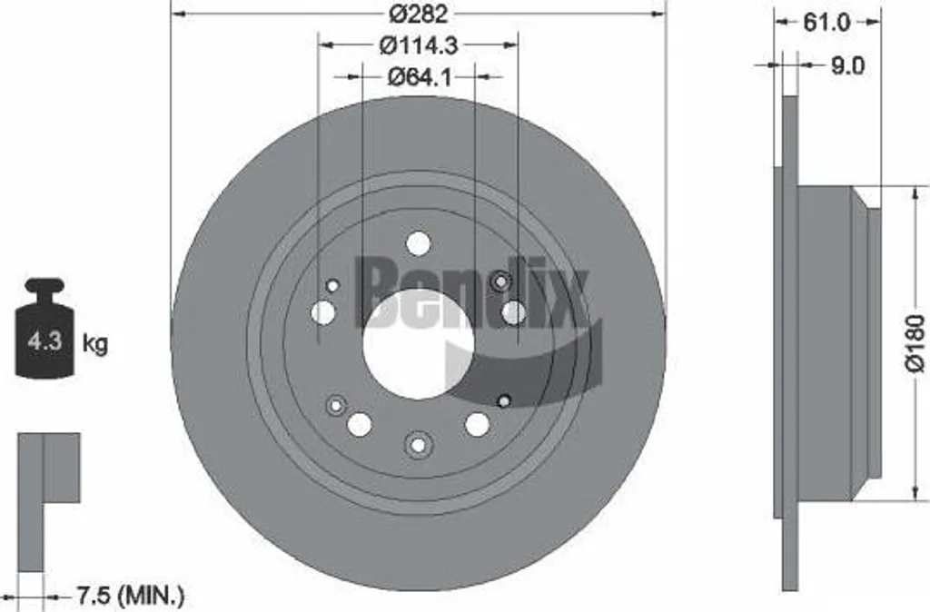 Disque de frein BENDIX BDS1818 OE 42510SLJ020 pour Honda Accord Berline