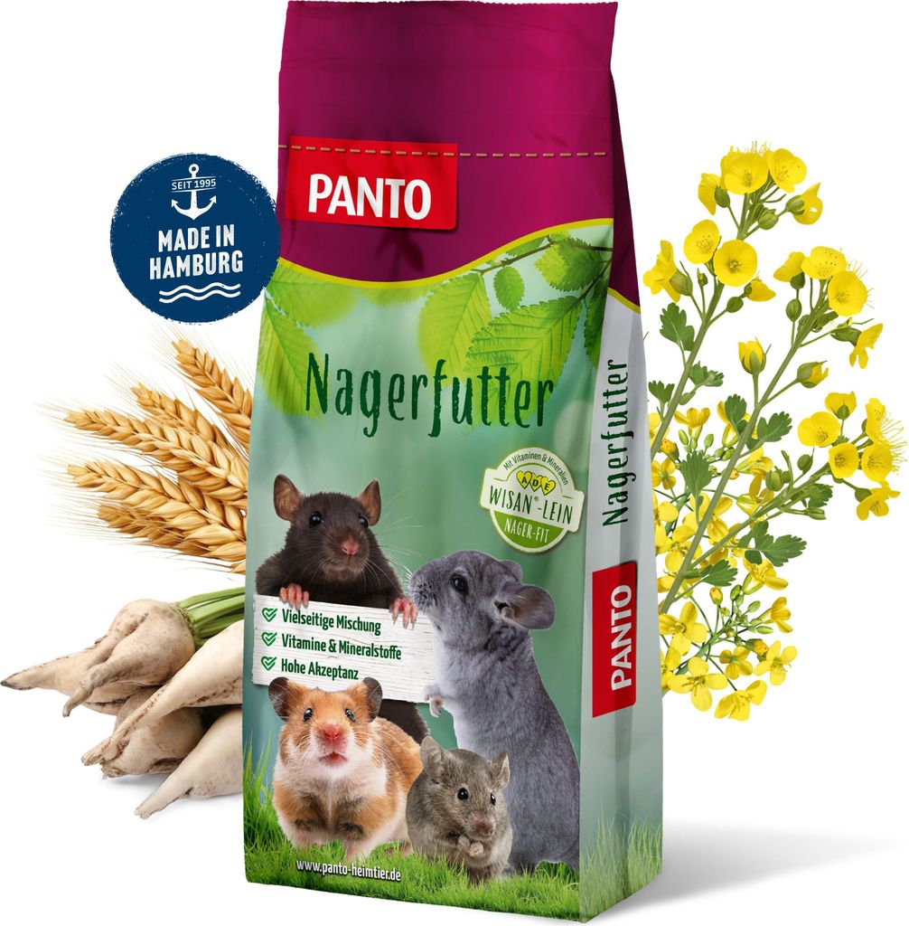 PANTO Chinchillafutter – 25 kg pellets, ballaststoffreich mit Wisan-Lein