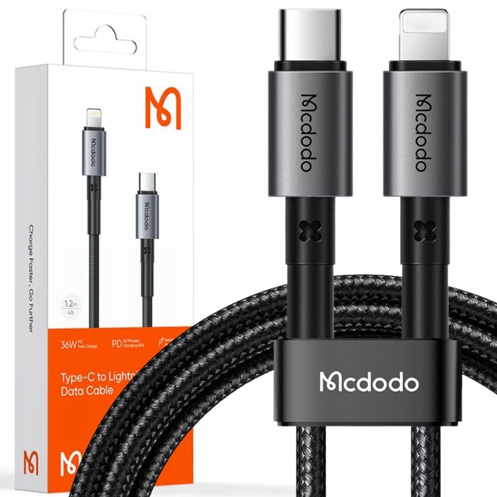 Kabel Mcdodo CA-2850, USB-C auf Lightning, 36 W, 1,2 m, schwarz
