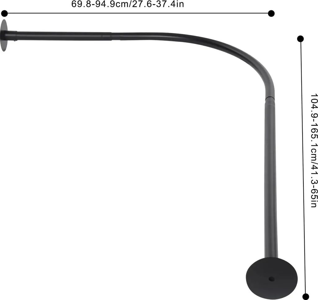Tringle pour baignoire d'angle ajustable noire style industriel 165cm - 2