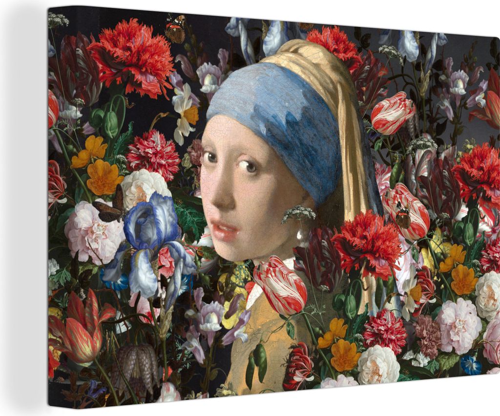OneMillionCanvasses - Leinwandbilder - 150x100 cm, Das Mädchen mit dem Perlenohrring - Johannes Vermeer - Blumen, Wandbilder Kunstdruck Wanddeko...