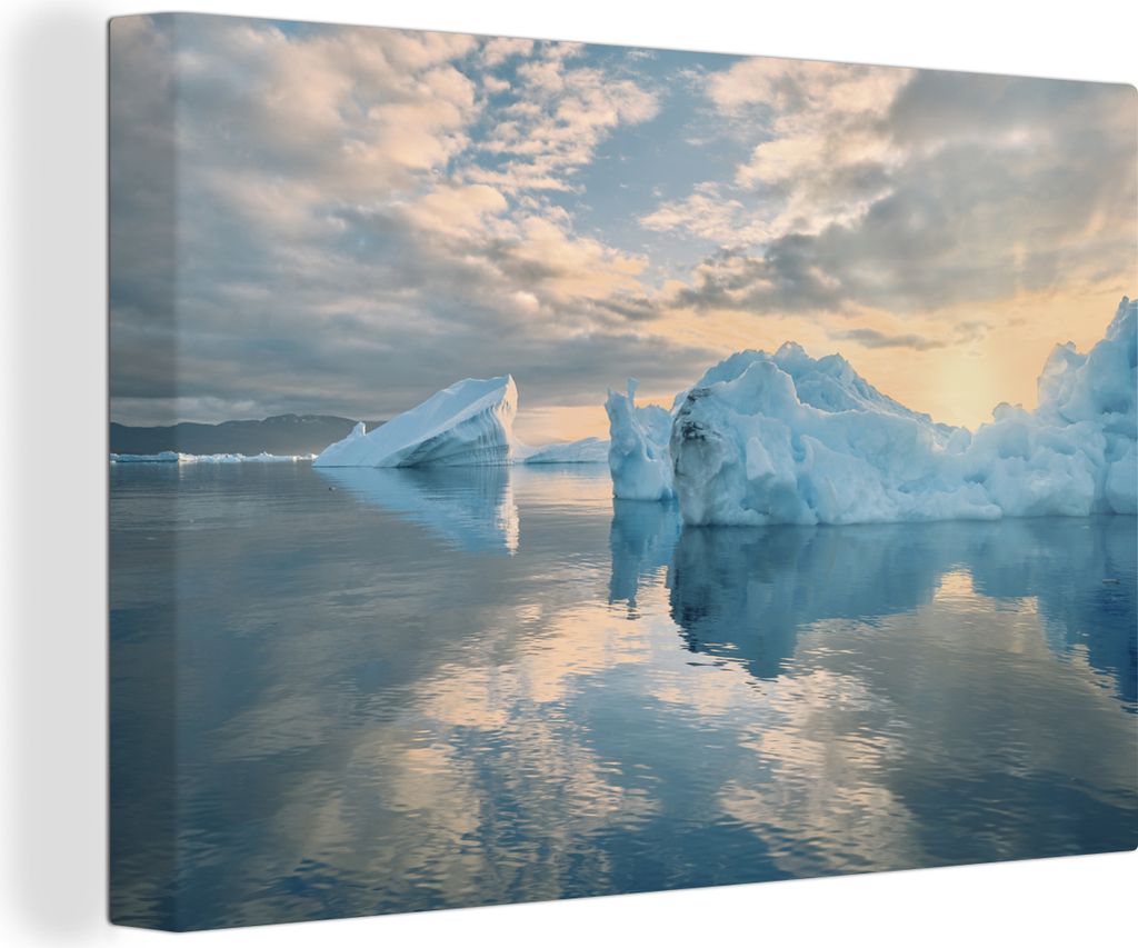 OneMillionCanvasses - Leinwandbilder - 140x90 cm, Eisberge in Grönland, Wandbilder Kunstdruck Wanddekoration - Foto auf Leinwand - Gemälde auf ...