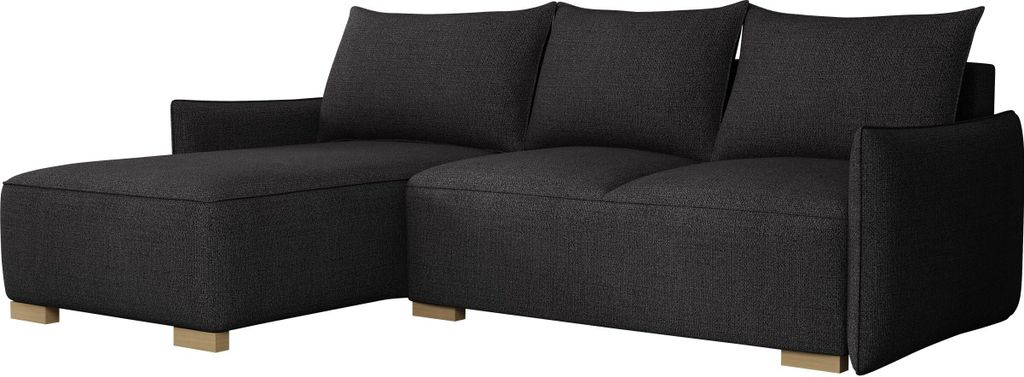MIRJAN24 Ecksofa Focus L, Eckcouch mit Bettkasten und Schlaffunktion, Holzfüße in der Farbe Natur, Seite universal (Farbe: Soul 20)