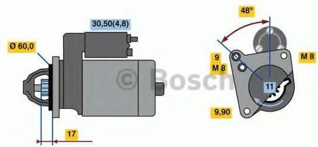 Démarreur BOSCH 1.7 kW Haute Fiabilité pour MINI R56 Système 12 Volts
