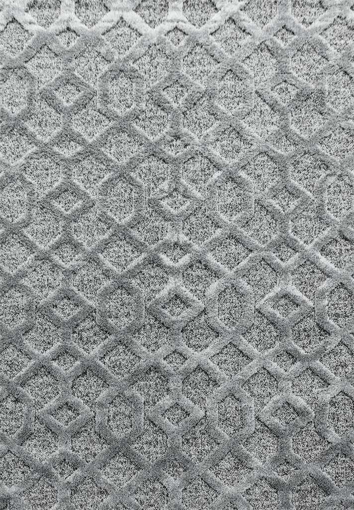 Tapis de Chambre Doux 160 cm Gris avec Effet 3D et Relief Géométrique
