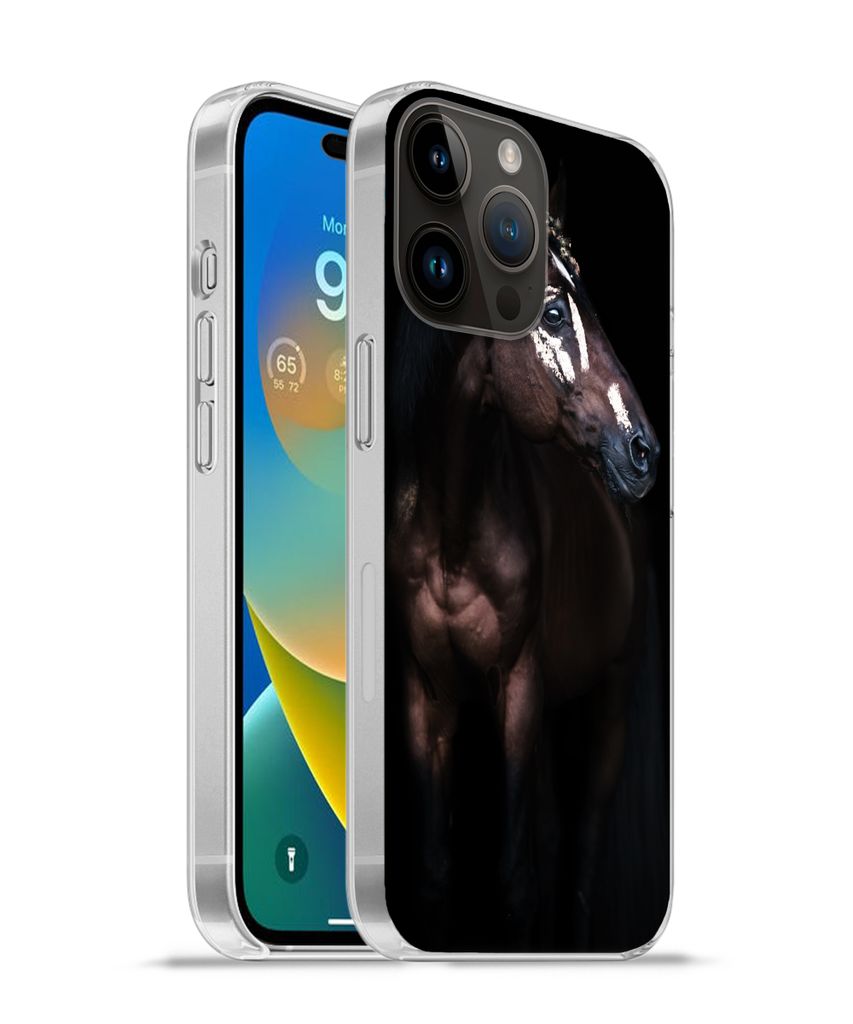 MuchoWow Handyhülle Schutzhülle Hülle für Apple iPhone 14 Pro - Softcase Pferd - Flecken - Licht Silikon Softcase Handy Hülle - Umschlag