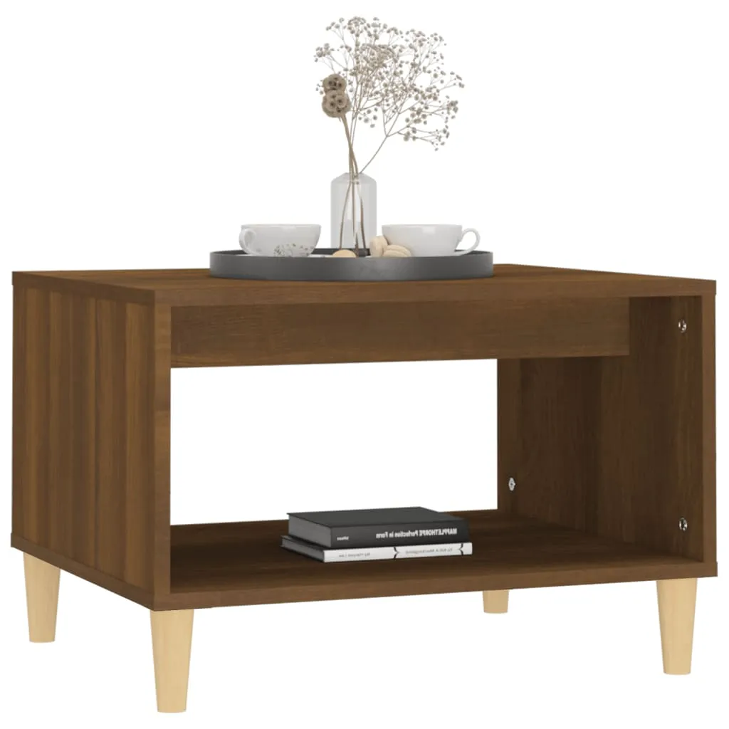 Table basse bois composite marron chêne 60x50 cm surface résistante - 11