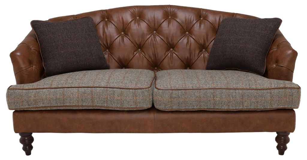 Chesterfield 3 Sitzer Klassische Luxus Barock Rokoko Sofa Textil Leder Couch Neu
