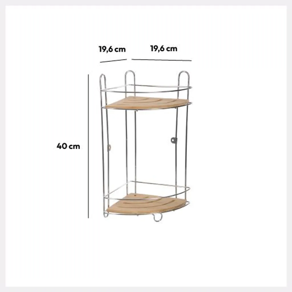 Rangement d'angle suspendu pour douche - Étagère bambou à 2 tablettes