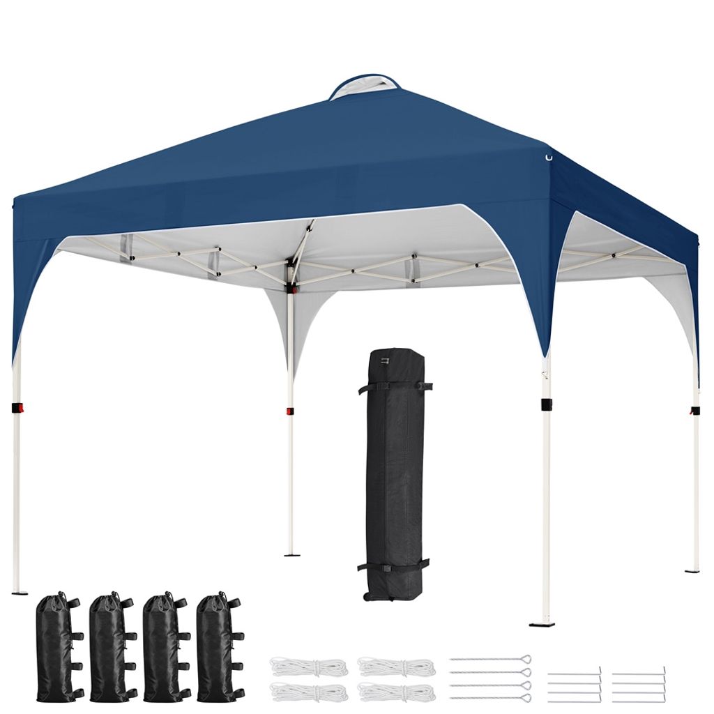 Yaheetech Pop-up Pavillon 3x3m, Garten Faltpavillon Wasserdicht Partyzelt Zelt mit Tache für Sommer/Flohmarkt/Feste, Höhenverstellbar, Navy Blau