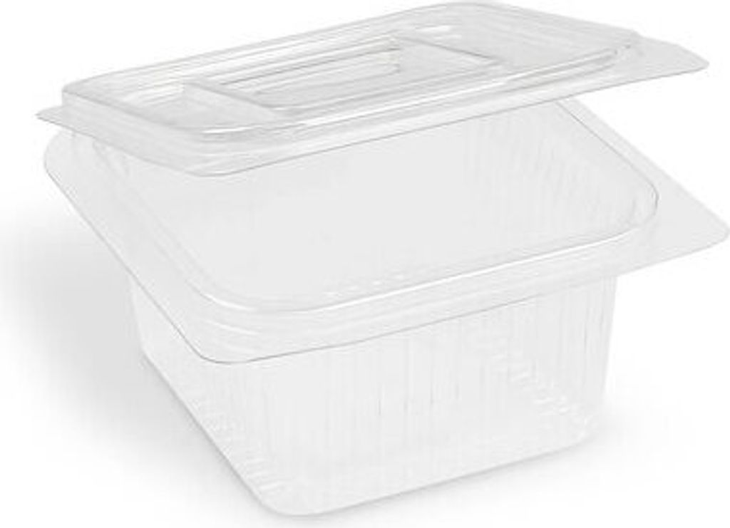 1200x Rechteckbecher klar mit Deckel 375 ml (rPET)