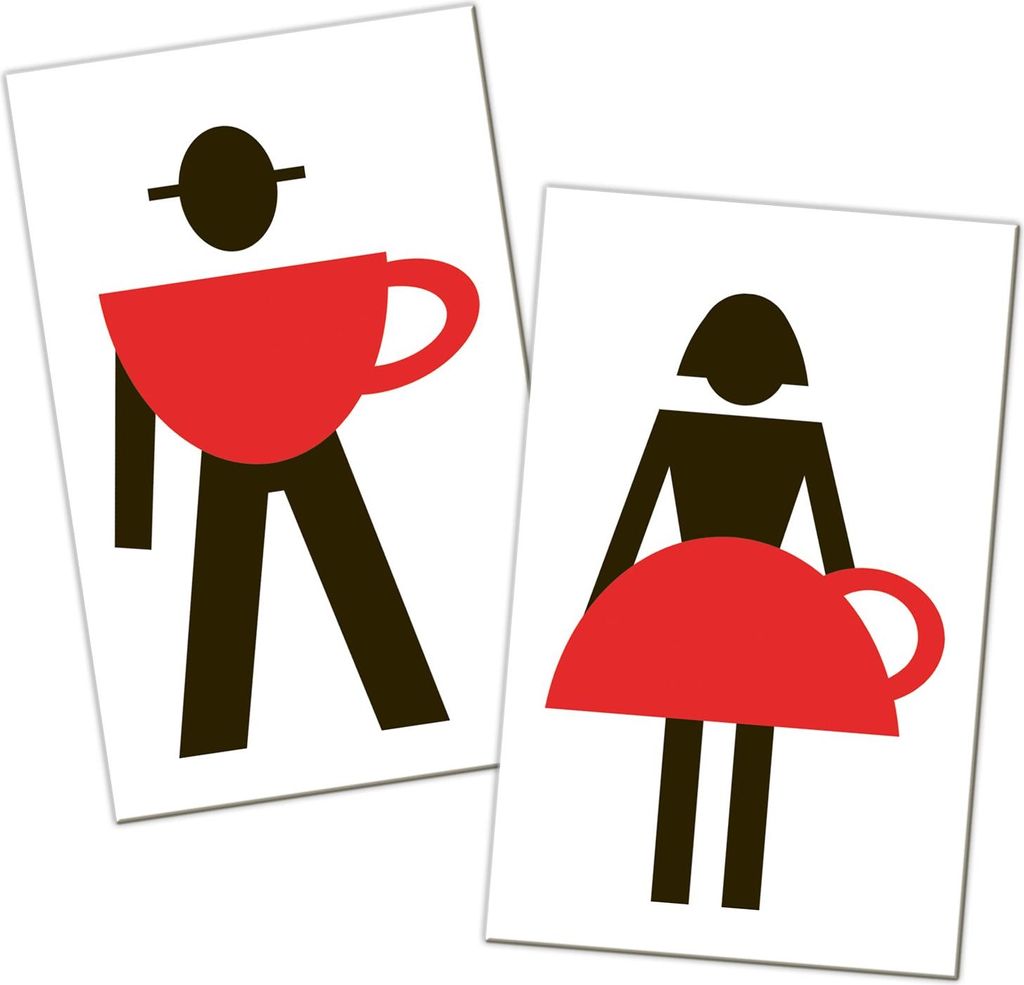 WC-Schilder Set Mann & Frau Toilettenschild Türschild Damen Herren mit Klebepunkten schwarz rot weiß