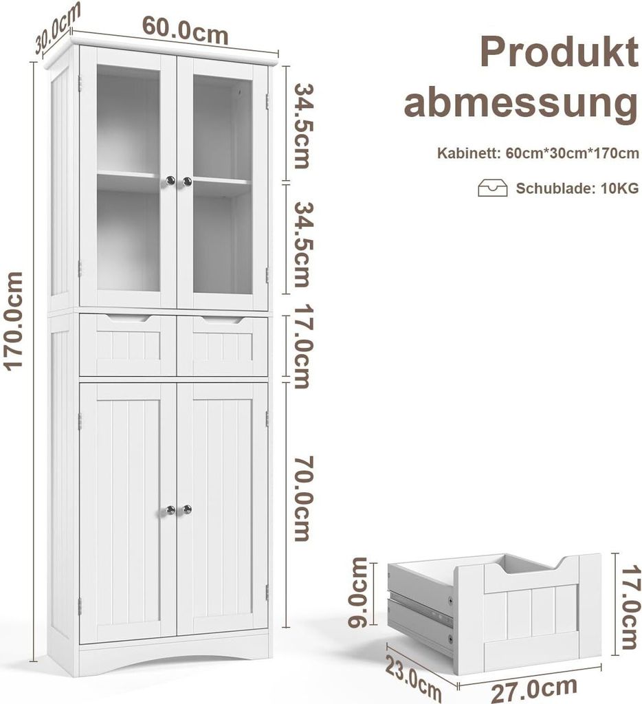 Xbro Küchenschrank, Vorratsschrank Küche mit 2 Schubladen Produktbild 2