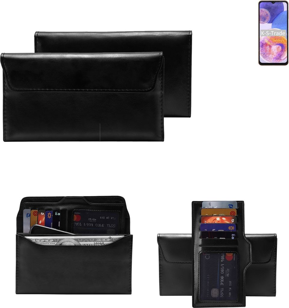 K-S-Trade Handy Hülle kompatibel mit Samsung Galaxy A23 Schutz Hülle Tasche Schutz Case Handytasche Kunstleder schwarz, 1x