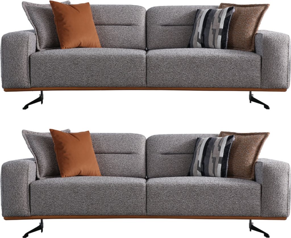 Villa Möbel Sofa Set Essenza Farbe: Grau Stellvariante:2+2 mit Relax-/Bettfunktion durch verstellbare Rückenlehne