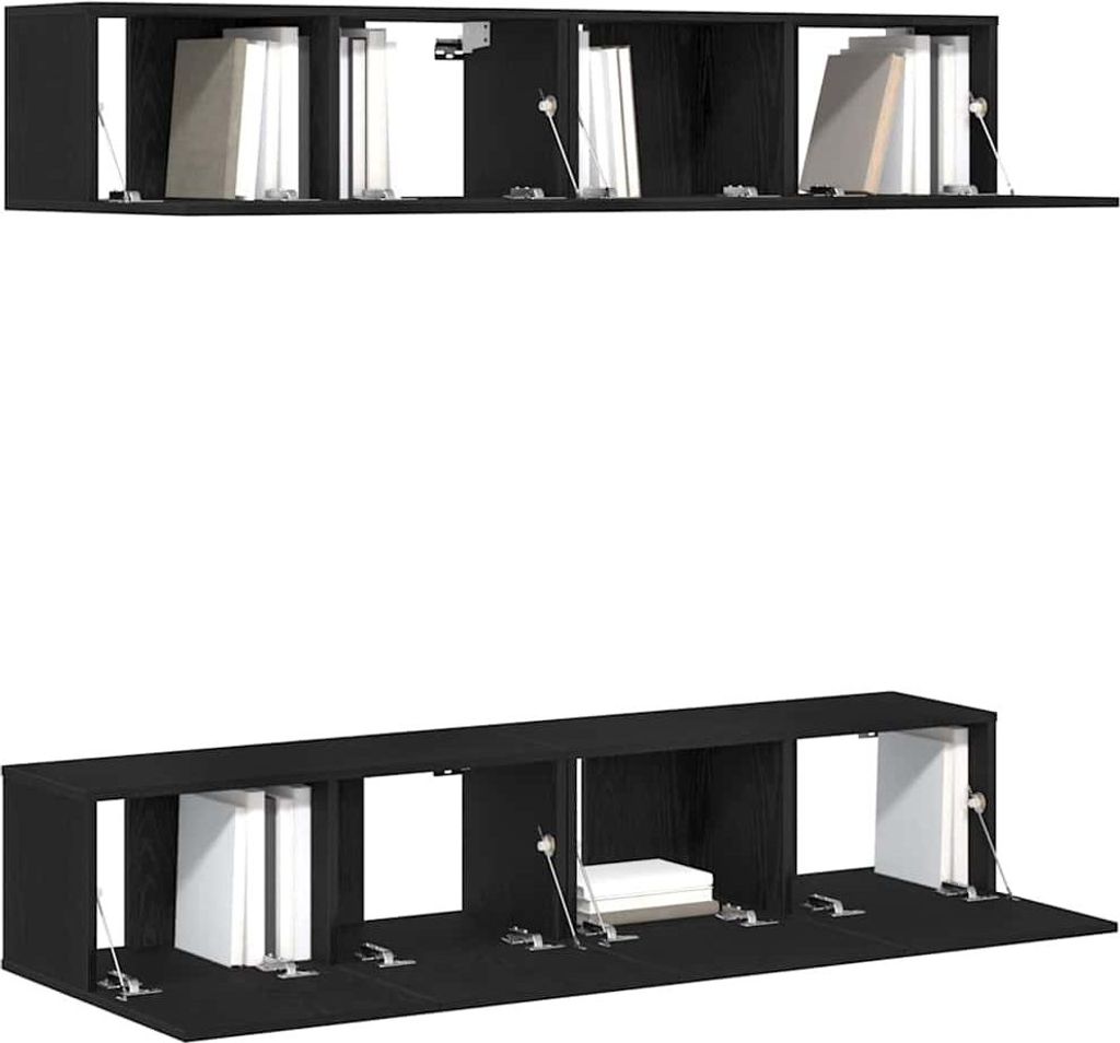 vidaXL TV-Schrankset 4 pcs Schwarz Eichen-Optik 80 x 30 x 30 cm