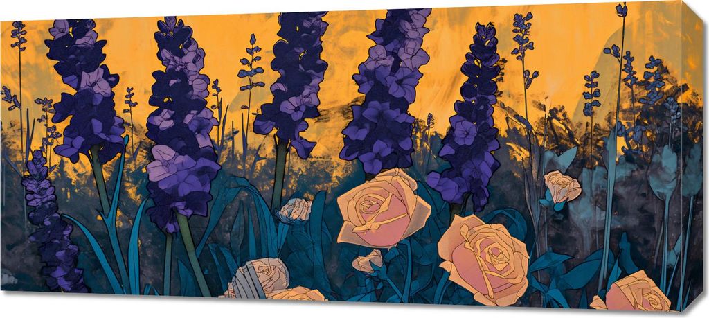 Bild 90x40cm Goldener Garten