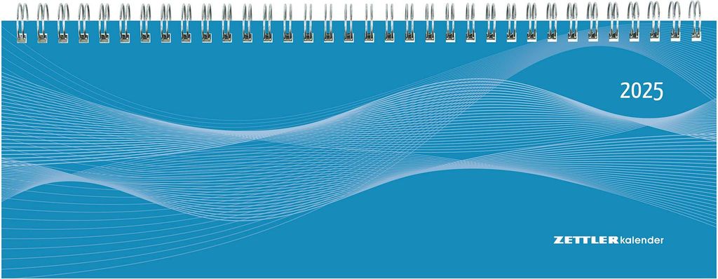Tisch-Querkalender Profi blau 2025 - Büro-Planer 29,7x10,5 cm - Tisch-Kalender - 1 Woche 2 Seiten - Ringbindung - Zettler