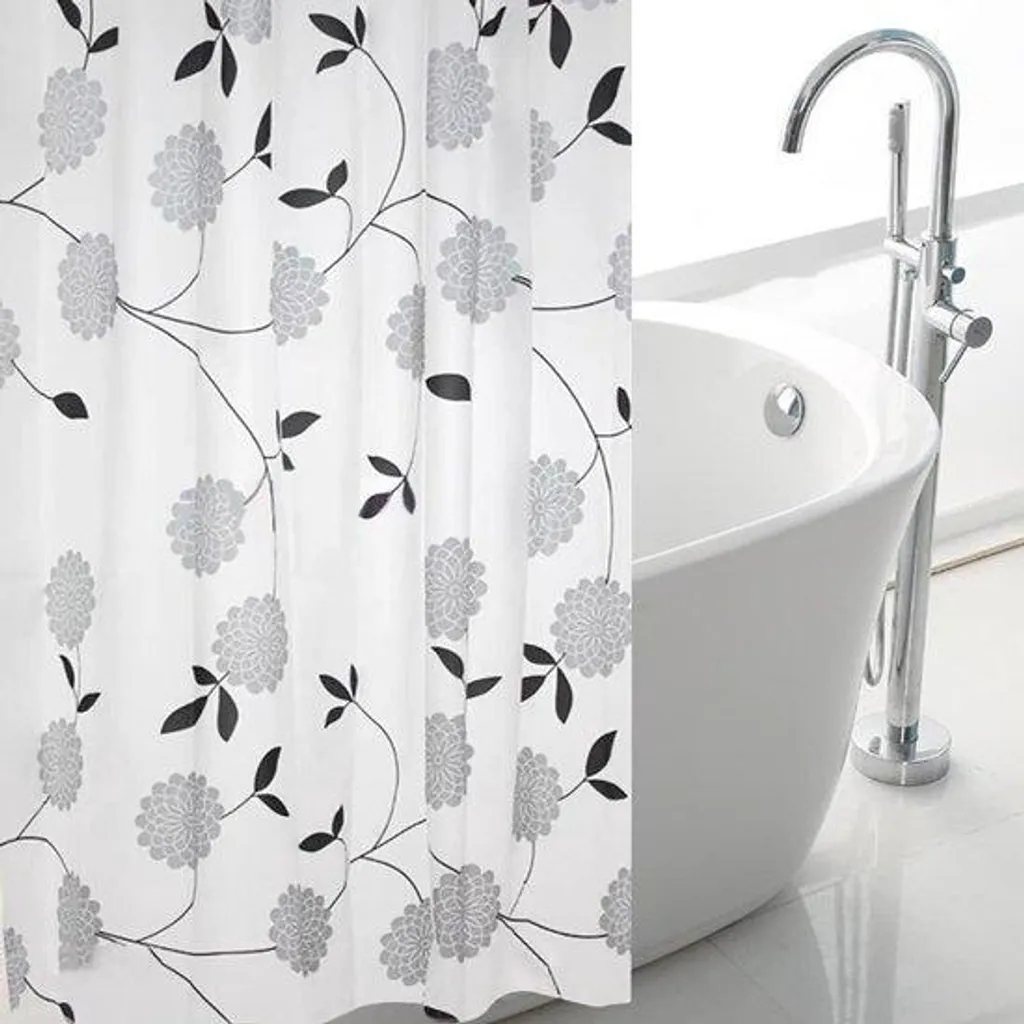 Rideau de douche 300 x 200 cm idéal pour baignoire d'angle motif floral